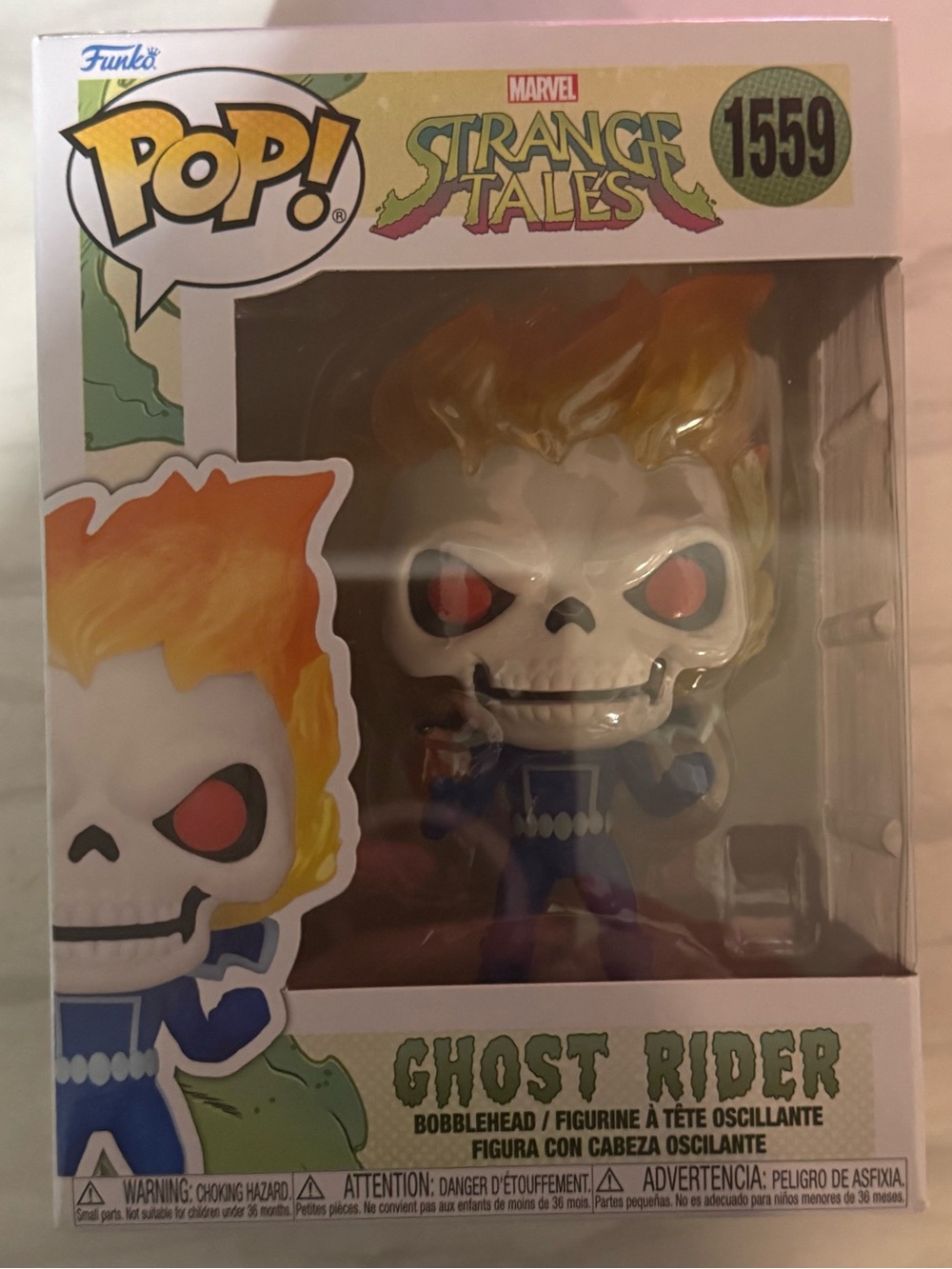 Funko Pop! Marvel Ghost Rider - Orange Flame Hair, White Skull, Blue Suit